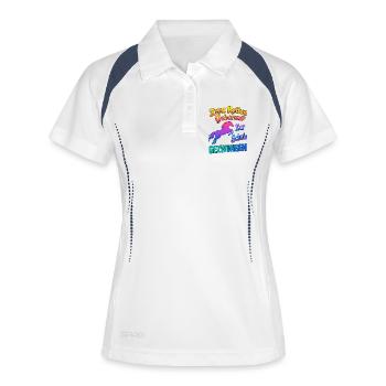 Zum Reiten Geboren zur Schule Gezwungen Pferde - Frauen Polo atmungsaktiv - Weiß/Navy - Vorne