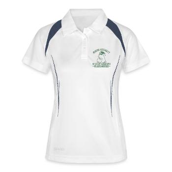 Master Abschluss Katze Lizenzierter Klugscheißer - Frauen Polo atmungsaktiv - Weiß/Navy - Vorne