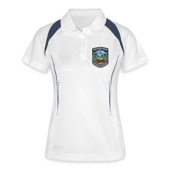 Zum Reisen geboren zur Arbeit gezwungen Travel - Frauen Polo atmungsaktiv - Weiß/Navy - Vorne