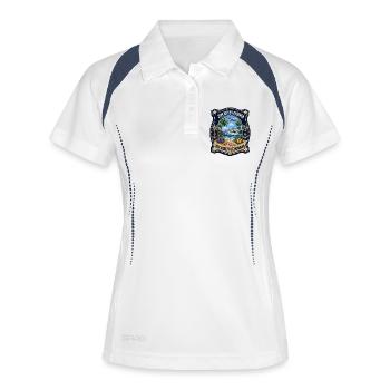 Zum Reisen geboren zur Arbeit gezwungen Travel - Frauen Polo atmungsaktiv - Weiß/Navy - Vorne
