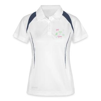 « Club d’été des enseignants fatigués » Conception de vacances à la plage - Polo respirant Femme - blanc/marine - Devant