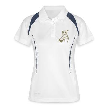 Silhouette minimaliste du joueur de baseball Tiger - Polo respirant Femme - blanc/marine - Devant