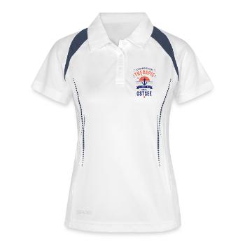 Ich brauche keine Therapie ich muss an die Ostsee - Frauen Polo atmungsaktiv - Weiß/Navy - Vorne