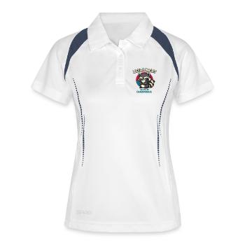 Heute nicht – frecher Waschbär im Chaosmodus - Frauen Polo atmungsaktiv - Weiß/Navy - Vorne