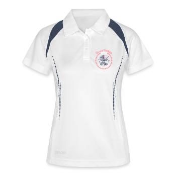 Bientôt Maman 2027 Annonce Grossesse Cadeau - Polo respirant Femme - blanc/marine - Devant