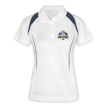 Ich sammle Höhenmeter Wandern Berge - Frauen Polo atmungsaktiv - Weiß/Navy - Vorne
