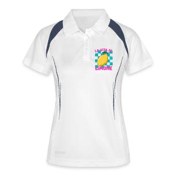 La Vita al Limone – Zitrus Retro Motiv - Frauen Polo atmungsaktiv - Weiß/Navy - Vorne