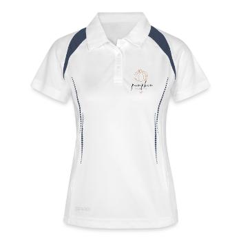 Club Cœur de Citrouille | Chemise typographie d’automne - Polo respirant Femme - blanc/marine - Devant