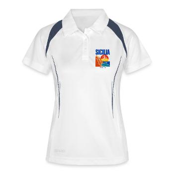 Sicilia Travel Poster, Trinacria Sicilian Flag Pri - Women's Polo breathable - white/navy - Front