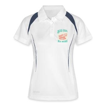 Beau-Papa Humour Cadeau Fête Des Pères Retro - Polo respirant Femme - blanc/marine - Devant