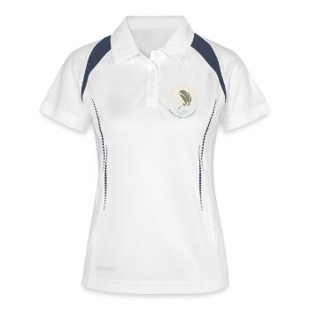 Lymphsystem Lymphdrainage Wellness Geschenk - Frauen Polo atmungsaktiv - Weiß/Navy - Vorne