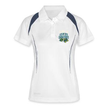 Futur Papa Humour Petits Caractères - Polo respirant Femme - blanc/marine - Devant