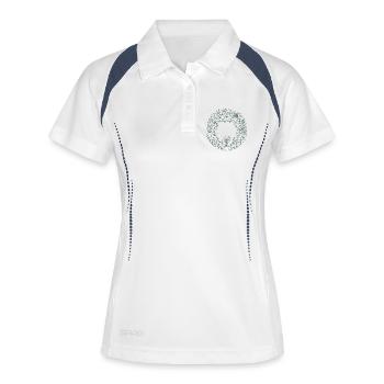 Couronne de plantes vertes - Polo respirant Femme - blanc/marine - Devant