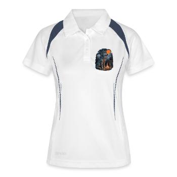 Loup de randonnée - Aventure en plein air - Polo respirant Femme - blanc/marine - Devant