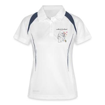 Schulanfang - Frauen Polo atmungsaktiv - Weiß/Navy - Vorne
