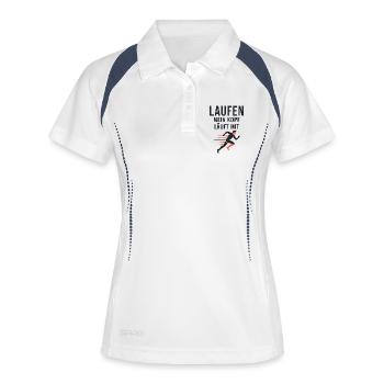 Laufen Mein Kopf Läuft Mit Läufer Geschenk - Frauen Polo atmungsaktiv - Weiß/Navy - Vorne