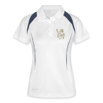 Minimalistische Tiger Baseballspieler Silhouette - Frauen Polo atmungsaktiv - Weiß/Navy - Vorne