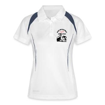 Mädchen-LKW-Fahrerin - Frauen Polo atmungsaktiv - Weiß/Navy - Vorne