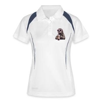 Faultier Eiskaffee  - Frauen Polo atmungsaktiv - Weiß/Navy - Vorne