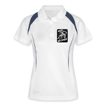 Need My Space Astronaut - Frauen Polo atmungsaktiv - Weiß/Navy - Vorne