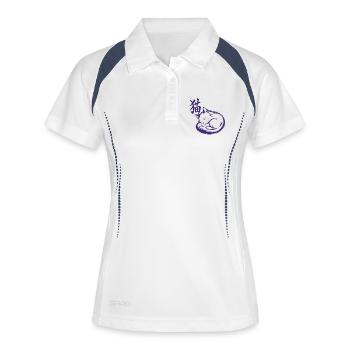 Sumi-e Sleeping Cat Japanese Ink Wash Art Zen Styl - Women's Polo breathable - white/navy - Front