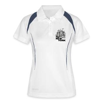 New York Vintage Cityscape Collage - Frauen Polo atmungsaktiv - Weiß/Navy - Vorne