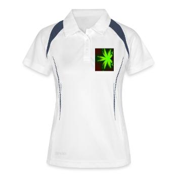 Neonfraktal Sternstrahl - Frauen Polo atmungsaktiv - Weiß/Navy - Vorne