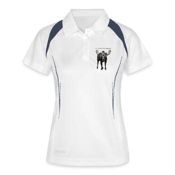 No Coffee Not Amused Moose Wilderness - Frauen Polo atmungsaktiv - Weiß/Navy - Vorne