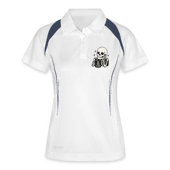 Zu müde, um zu existieren, Skelett-Kaffeetasse - Frauen Polo atmungsaktiv - Weiß/Navy - Vorne