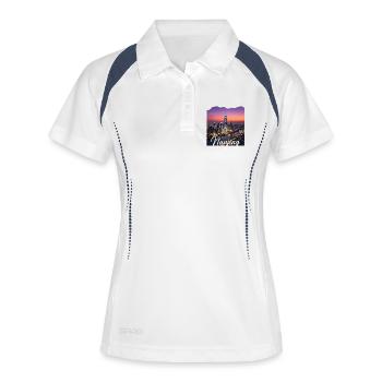 Nanjing Skyline Sonnenuntergang - Frauen Polo atmungsaktiv - Weiß/Navy - Vorne