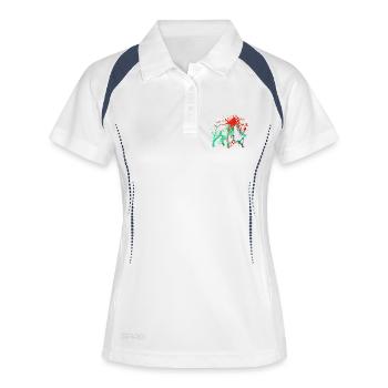 Art éclaboussuré de bison - Polo respirant Femme - blanc/marine - Devant