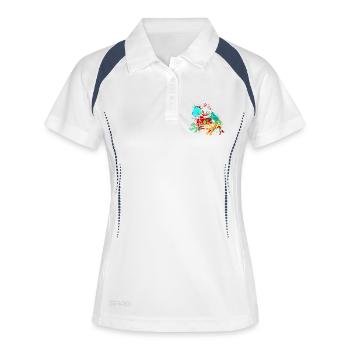 Frosch Splash Art - Frauen Polo atmungsaktiv - Weiß/Navy - Vorne