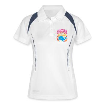 Kleiner Spritzkannon-Wal im Retro-Look - Women's Polo breathable - white/navy - Front