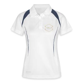 EVJF Cadre Doré Élégant - Polo respirant Femme - blanc/marine - Devant