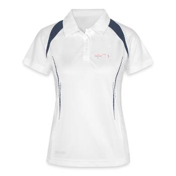 Kettlebell - Frauen Polo atmungsaktiv - Weiß/Navy - Vorne