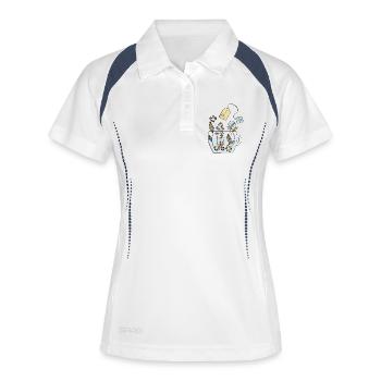 Hygge Teetasse mit Blumen - Frauen Polo atmungsaktiv - Weiß/Navy - Vorne
