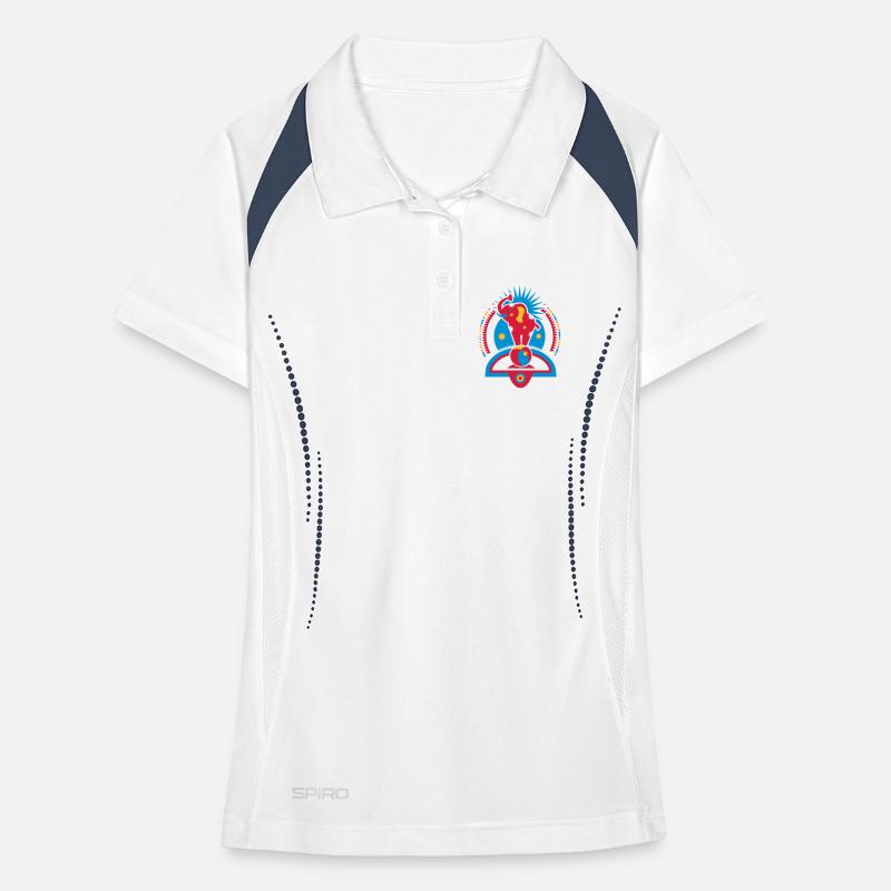 A circus elephant on a ball in the ring Women's Polo breathable