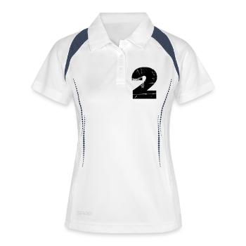 2 - Polo respirant Femme - blanc/marine - Devant