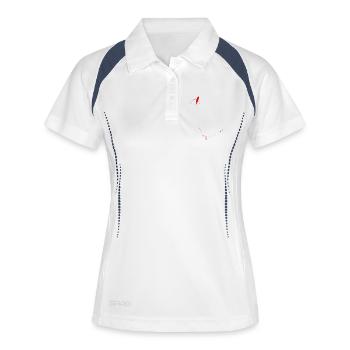 Abstrakte Flecken / Linie / rot / Muster / Natur - Frauen Polo atmungsaktiv - Weiß/Navy - Vorne
