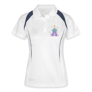 Prinzessinnen-Fantasie mit Blumenherz - Frauen Polo atmungsaktiv - Weiß/Navy - Vorne