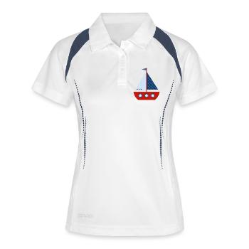 Segelboot - Frauen Polo atmungsaktiv - Weiß/Navy - Vorne