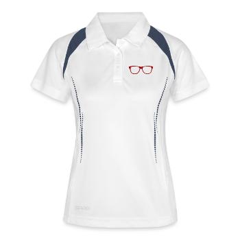 Abstract glasses / line / pattern / trend / red - Women's Polo breathable - white/navy - Front