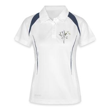 bouquet de prairies fleuries - Polo respirant Femme - blanc/marine - Devant