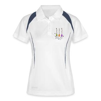 Balai de sorcières Volons! - Polo respirant Femme - blanc/marine - Devant