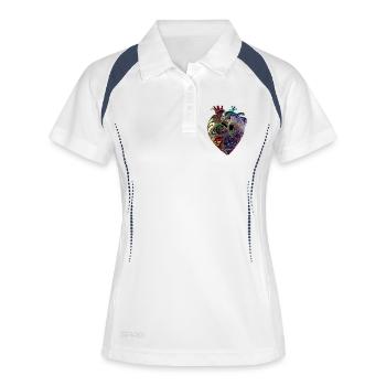 Herz - Frauen Polo atmungsaktiv - Weiß/Navy - Vorne