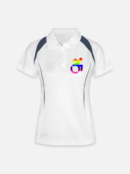 Rollstuhl LGBTQ-Symbol für Männer # - Frauen Polo atmungsaktiv - Weiß/Navy