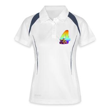 Monstertruck 4. Geburtstag 4 Jahre Geschenk - Frauen Polo atmungsaktiv - Weiß/Navy - Vorne