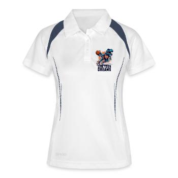 Cadeau de basket-ball T-Rex Dinosaur Dreams - Polo respirant Femme - blanc/marine - Devant