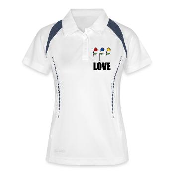 SAINT VALENTIN. EVJF. JE T'AIME. I LOVE YOU. AMOUR - Polo respirant Femme - blanc/marine - Devant