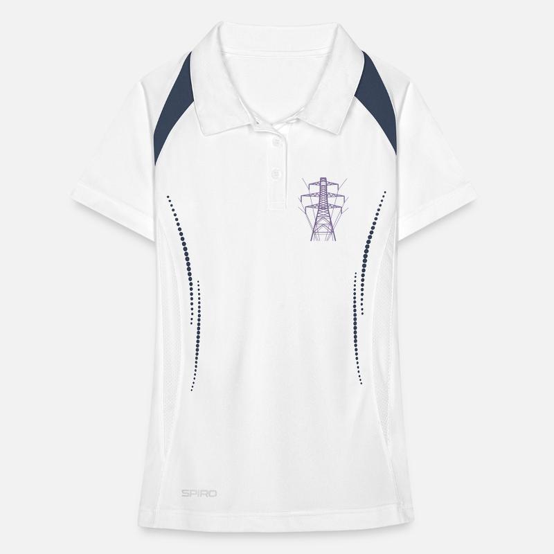 Weiße Strommast-Silhouette Frauen Polo atmungsaktiv
